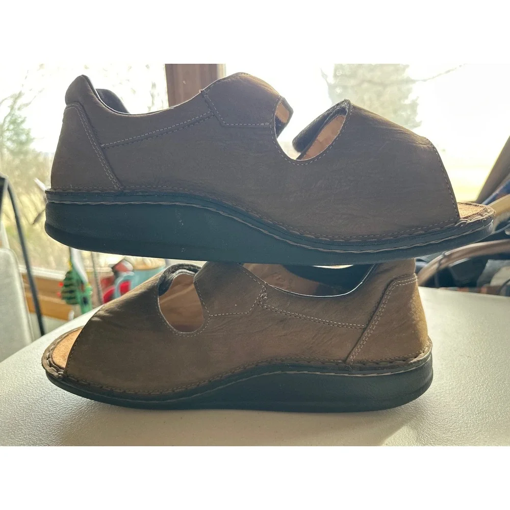 Finn Comfort Germany Brown Leather Nubuck‎ Sandals Mens 44 2436307 Hook Loop